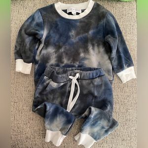 Olive + Scout - two piece jogger outfit; blue tie-dye